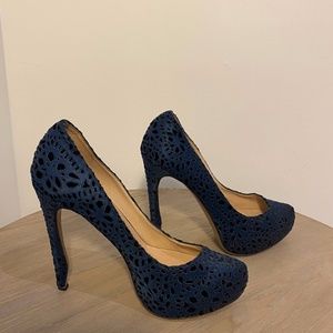 Nicholas Kirkwood Navy Laser Cut Out Platform